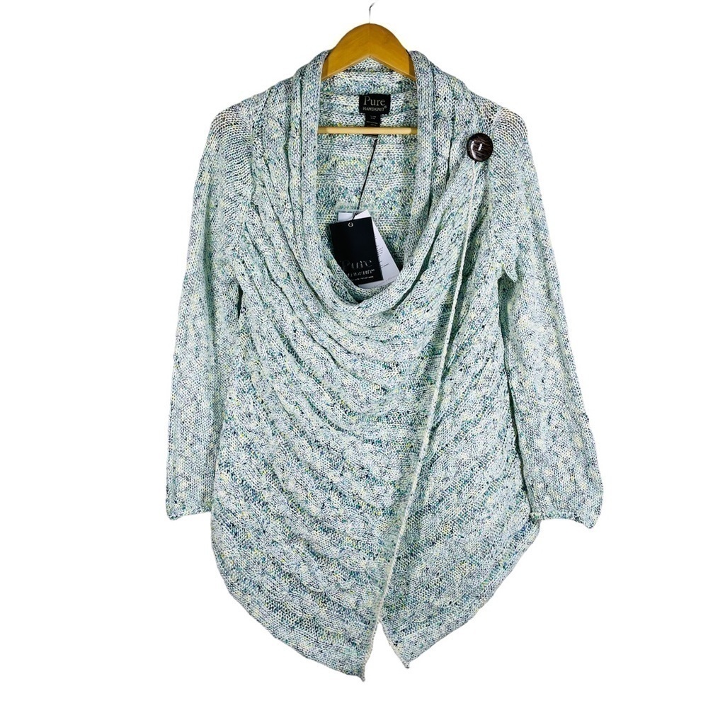 Pure Handknit Draped Cable Knit Cardigan S/M